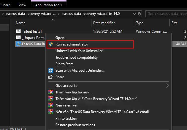Chạy file cài đặt bằng quyền admin Chạy file cài đặt bằng quyền admin
