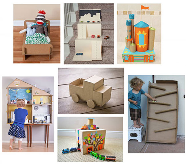 Làm đồ chơi cho bé từ tái chế từ thùng carton