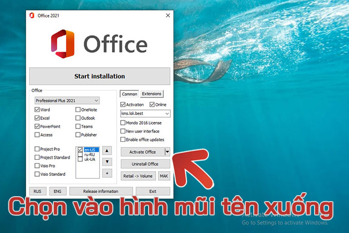Mở phần mềm cài Office 2021 Mở phần mềm cài Office 2021