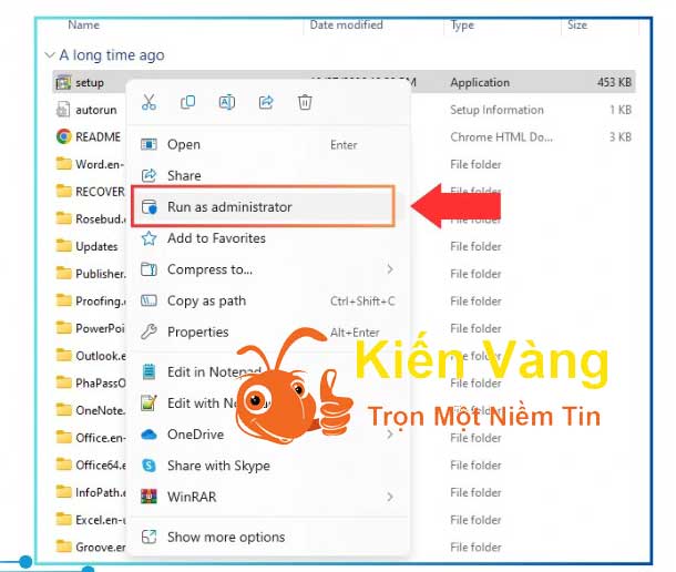 Chạy file setup Chạy file setup
