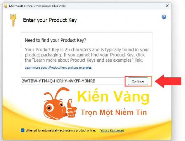 Nhấn Continue Nhấn Continue